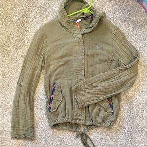 Element crop-style tie back jacket, in army green